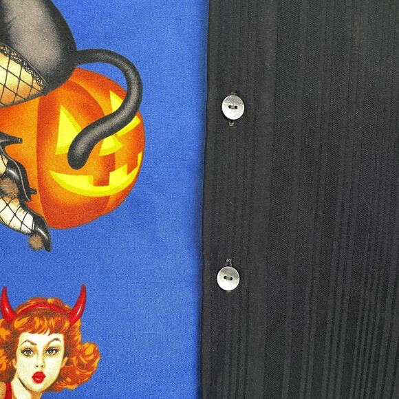 Van Heusen Shirt Mens 2XLT Black Pin-Up Girls Halloween Holiday Devil Novelty * - Picture 5 of 11